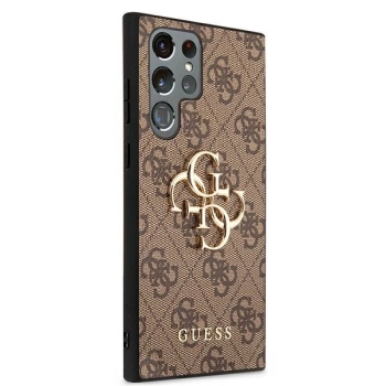 Etui Guess 4G Big Metal Logo na Samsung Galaxy S22 Ultra - brązowe
