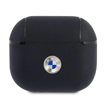 Etui BMW Genuine Leather Silver Logo na AirPods 3 - granatowe