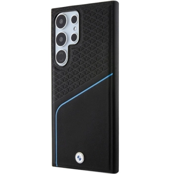 Etui BMW Signature Leather Textured & Line MagSafe na Samsung Galaxy S24 Ultra - czarne