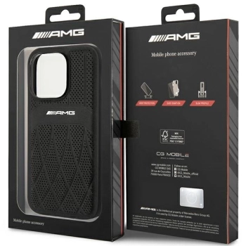 Etui AMG Leather Curved Lines MagSafe na iPhone 14 Pro - czarne