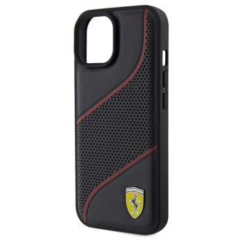 Etui Ferrari Perforated Waves Metal Logo na iPhone 15 / 14 / 13 - czarne