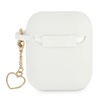 Etui Guess Silicone Charm Heart Collection na AirPods 1/2 - białe