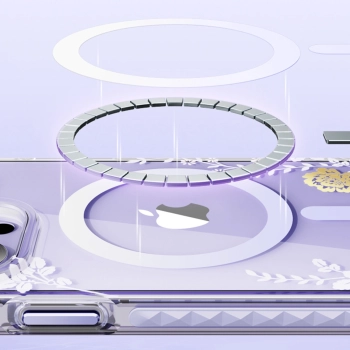 Kingxbar Flora Series magnetyczne etui iPhone 14 Plus MagSafe ozdobione nadrukiem w kwiaty orchid