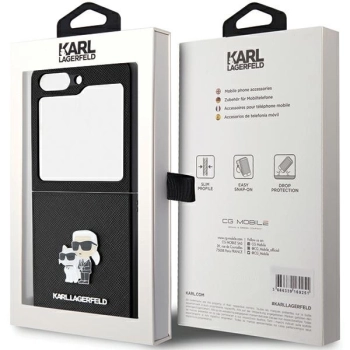 Etui Karl Lagerfeld Saffiano Karl&Choupette Pin do Samsung Galaxy Z Flip 5 - czarne