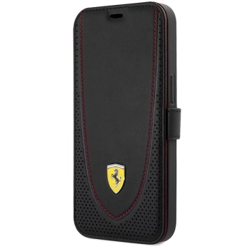 Etui Ferrari Leather Curved Line na iPhone 13 Pro - czarne