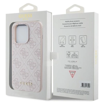 Etui Guess 4G Metal Gold Logo na iPhone 15 Pro - różowe