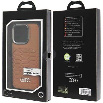 Etui Audi Synthetic Leather z MagSafe na iPhone 15 Pro - brązowe