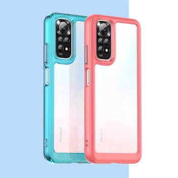 Outer Space Case etui do Xiaomi Redmi Note 11 sztywny pokrowiec z żelową ramką czerwony