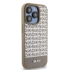 Etui DKNY Leather Printed Pattern Metal Logo MagSafe na iPhone 15 Pro - brązowe