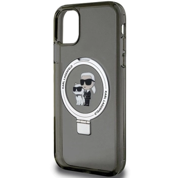 Etui Karl Lagerfeld Ring Stand Karl&Choupettte MagSafe na iPhone 11 / Xr - czarne