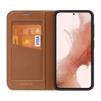 Dux Ducis Skin X2 etui Samsung Galaxy S23 pokrowiec z klapką portfel podstawka brązowe