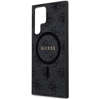 Etui Guess 4G Collection Leather Metal Logo MagSafe na Samsung Galaxy S24 Ultra - czarne