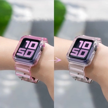 Strap Light Set silikonowa opaska pasek bransoleta bransoletka etui do zegarka Watch 3 42mm / Watch 2 42mm fioletowy