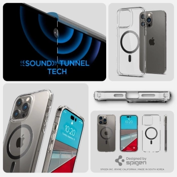 Etui Spigen Ultra Hybrid Mag z MagSafe na iPhone 14 Pro - przezroczysto-szare