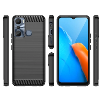 Carbon Case etui do Infinix Hot 20i elastyczny silikonowy karbonowy pokrowiec czarne