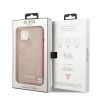 Etui Guess Peony Logo Plate MagSafe na iPhone 13 - różowe