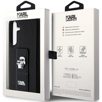 Etui Karl Lagerfeld Gripstand Saffiano Karl&Choupette Pins na Samsung Galaxy S24 - czarne