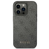 Etui Guess 4G Metal Gold Logo na iPhone 14 Pro - szare