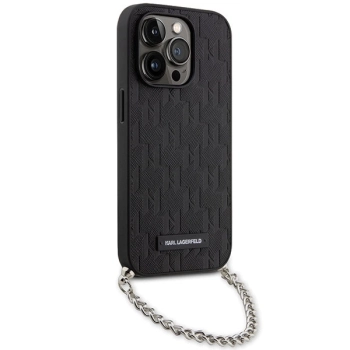 Etui Karl Lagerfeld Saffiano Monogram Chain na iPhone 14 Pro Max - czarne