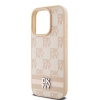 Etui DKNY Leather Checkered Mono Pattern & Printed Stripes na iPhone 15 Pro - różowe