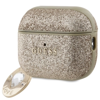 Etui Guess Fixed Glitter Heart Diamond Charm na AirPods Pro 2 - złote