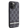 Etui DKNY Leather Checkered Mono Pattern & Printed Stripes na iPhone 14 Pro Max - czarne