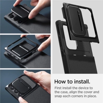 Etui Spigen Optik Armor na Samsung Galaxy S22 Ultra - czarne