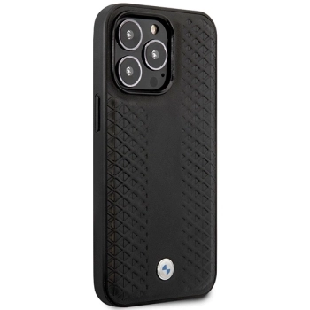 Etui BMW Leather Diamond Pattern MagSafe na iPhone 14 Pro - czarne