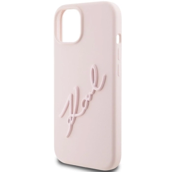 Etui Karl Lagerfeld Silicone Karl Script na iPhone 15 - różowe