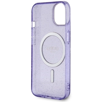 Etui Guess Glitter Gold MagSafe na iPhone 14 - purpurowe