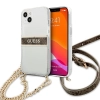 Etui Guess 4G Brown Strap Gold Chain na iPhone 13 - przezroczyste