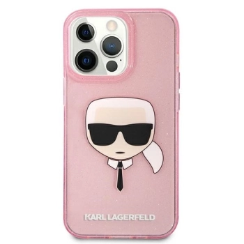Etui Karl Lagerfeld Glitter Karl's Head na iPhone 13 Pro Max - różowe
