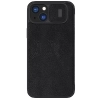 Skórzane etui z klapką osłoną aparatu do iPhone 15 Plus Nillkin Qin Pro Leather - czarne
