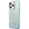 Etui Guess Gold Outline Translucent MagSafe na iPhone 13 Pro Max - niebieskie