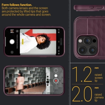 Etui Caseology Parallax Mag z MagSafe na iPhone 15 Pro - burgundowe
