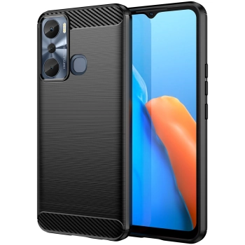Carbon Case etui do Infinix Hot 20i elastyczny silikonowy karbonowy pokrowiec czarne