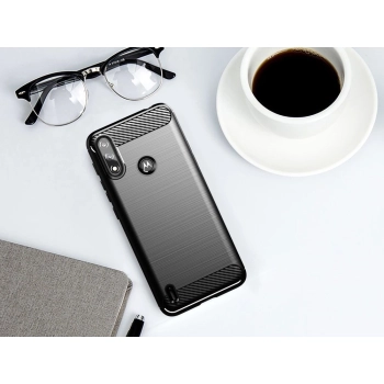Carbon Case elastyczne etui pokrowiec Motorola Moto E7 Power czarny