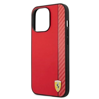 Etui Ferrari On Track Carbon Stripe na iPhone 13 Pro Max - czerwone