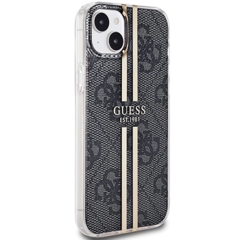 Etui Guess IML 4G Gold Stripe na iPhone 15 / 14 / 13 - czarne