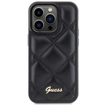 Etui Guess Quilted Metal Logo na iPhone 15 Pro Max - czarne