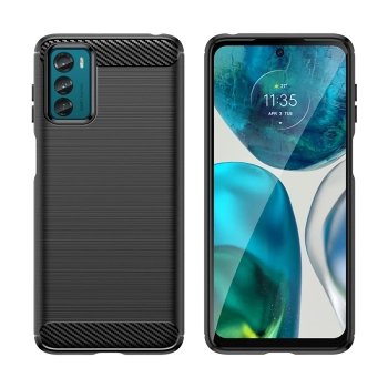 Carbon Case etui Motorola Moto G42 elastyczny silikonowy karbonowy pokrowiec czarne