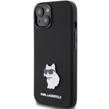 Etui Karl Lagerfeld Silicone Choupette Metal Pin na iPhone 15 Plus / 14 Plus - czarne