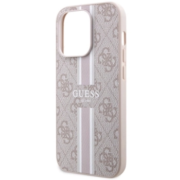 Etui Guess 4G Printed Stripes MagSafe na iPhone 14 Pro - różowe