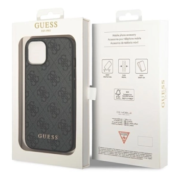 Etui Guess 4G Metal Gold Logo na iPhone 14 - szare