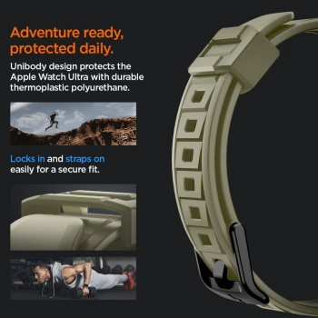 Etui z paskiem Spigen Rugged Armor Pro na Apple Watch Ultra (49 mm) - zielone