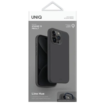 Etui UNIQ Lino Hue Magclick Charging do iPhone 15 Pro Max - szare