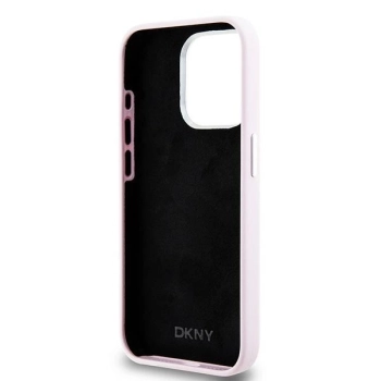 Etui DKNY Liquid Silicone Small Metal Logo MagSafe na iPhone 14 Pro - różowe