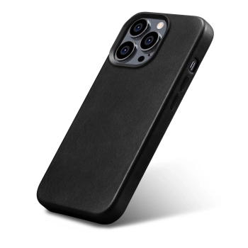 iCarer Oil Wax Premium Leather Case skórzane etui iPhone 14 Pro Max magnetyczne z MagSafe czarny (WMI14220704-BK)