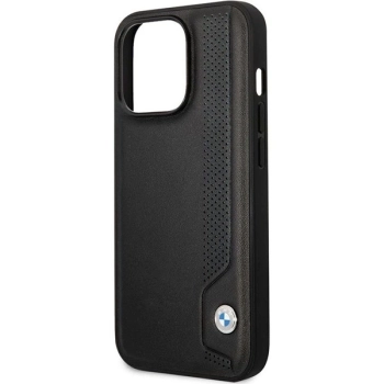 Etui BMW Leather Blue Dots na iPhone 14 Pro - czarne