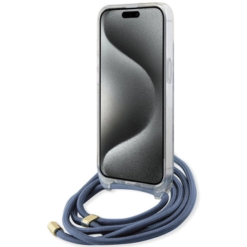 Etui Guess Crossbody Cord 4G Print na iPhone 15 / 14 / 13 - niebieskie